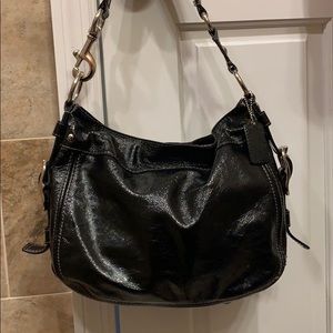 Black Patent Leather Coach Shoulder Bag